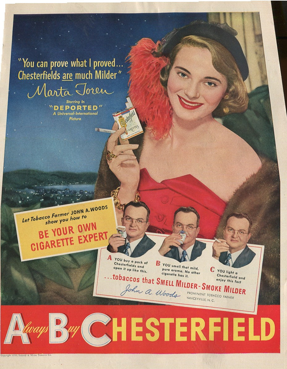 Antique Chesterfield Cigarette Advertisements – 20‑Piece Vintage Magazine Collection (1937–1965) – Lot #1