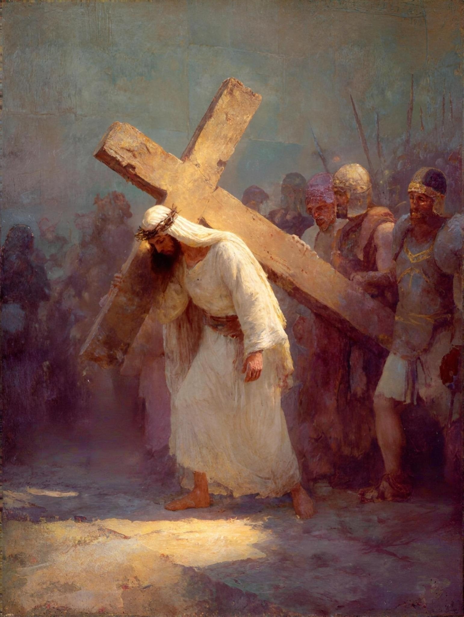 2nd Station of the Cross - Jesus Takes Up His Cross - Watercolor Art - 8in x 10in Matted to 11in x 14in - Black Mats - Chesapeake Farms LLC - Gourmet Jams/Jellies & Coffee - Original Artworks - Antiques