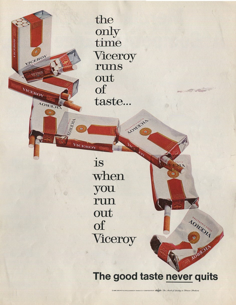 Viceroy Cigarette Vintage Ad Collection – 10 Original 1960s–1970s Prints – Lot #1