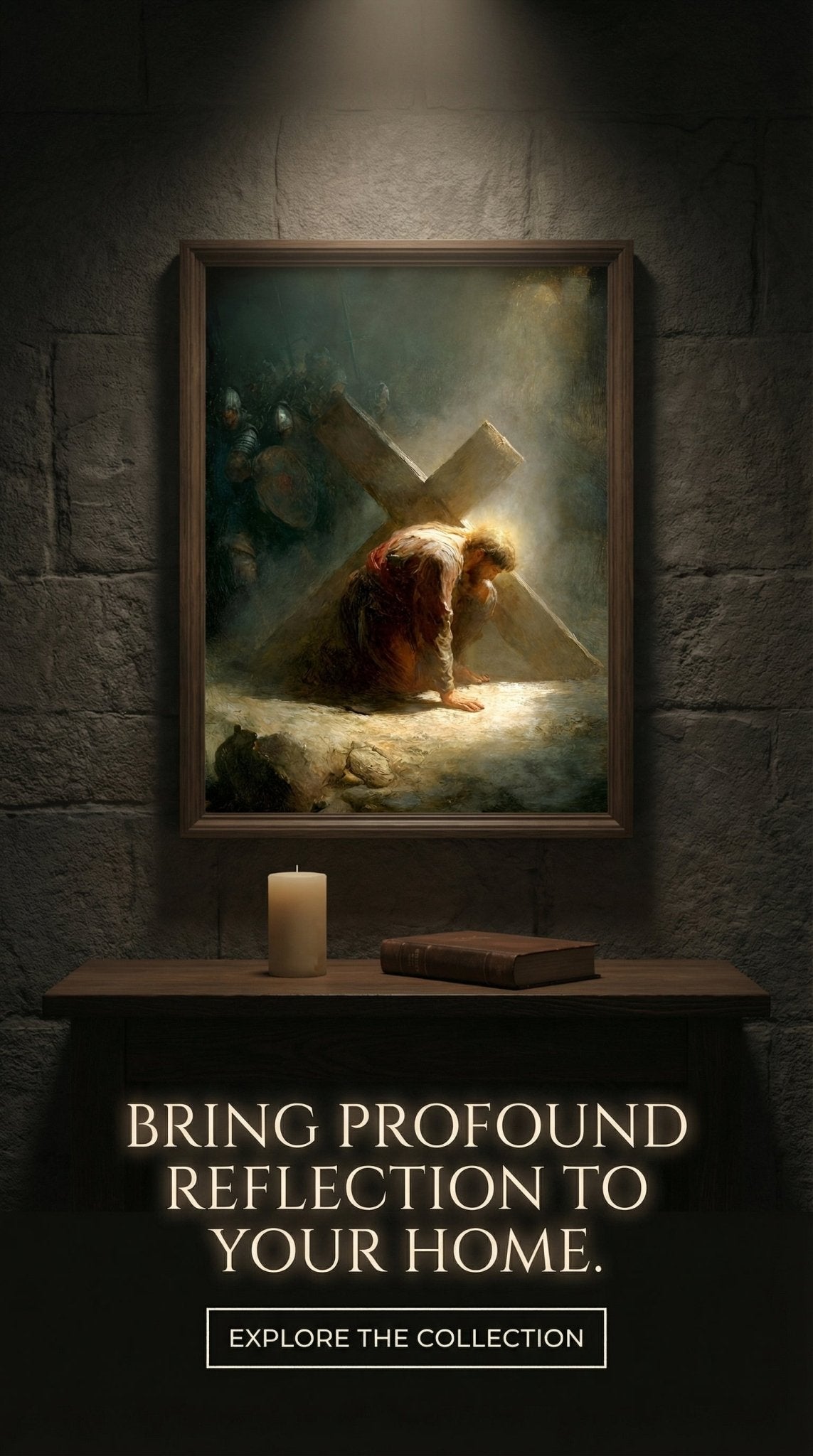3rd Station of the Cross - Jesus Falls the First Time - 8in x 10in Matted to 11in x 14in in Black Mat - Chesapeake Farms LLC - Gourmet Jams/Jellies & Coffee - Original Artworks - Antiques