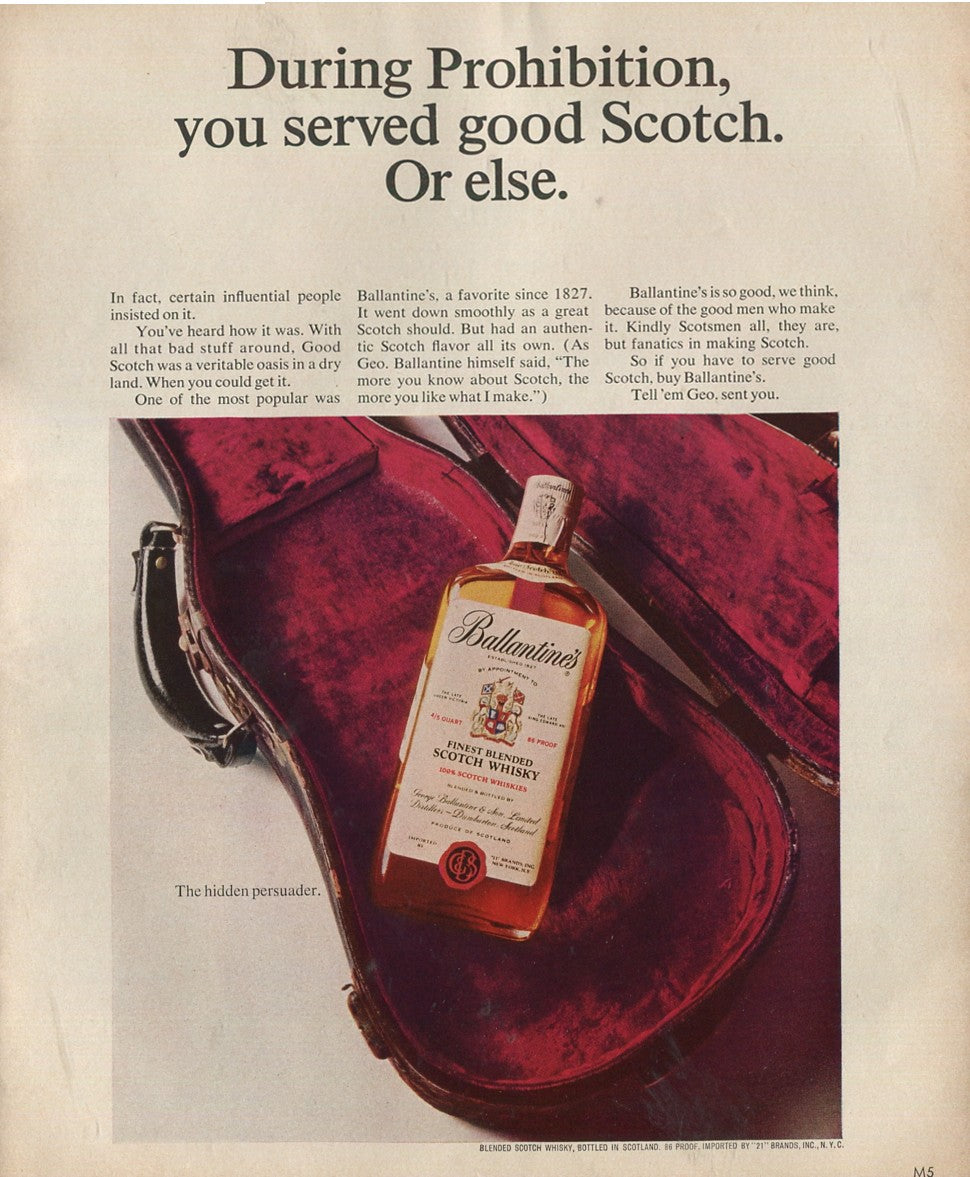 Antique Advertisements – Ballantine’s Scotch Whisky – Set of 10 Original Ads – 1950s–1970s – Lot #1