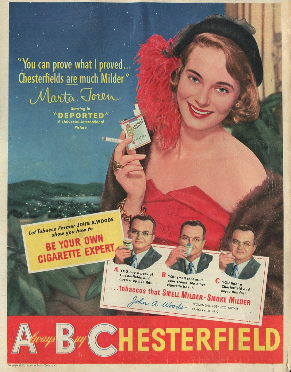 Antique Chesterfield Cigarette Advertisements – 20‑Piece Vintage Magazine Collection (1937–1965) – Lot #1