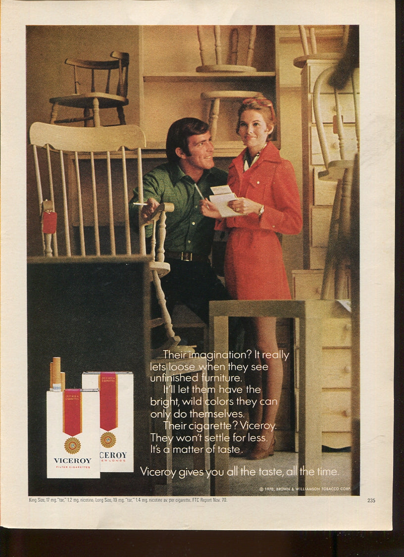 Viceroy Cigarette Vintage Ad Collection – 10 Original 1970s Prints – Lot #2