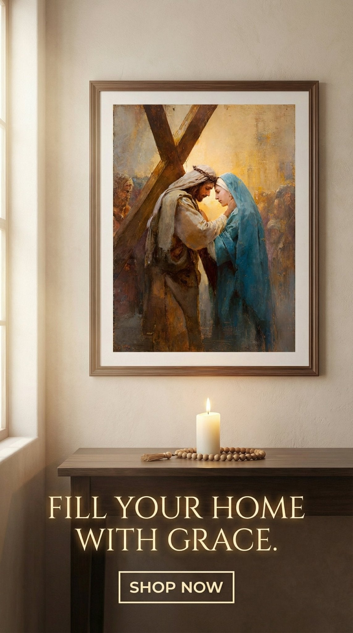 4th Station of the Cross - Jesus Meets His Mother - 8in x 10in Matted to 11in x 14in in Black Mat - Chesapeake Farms LLC - Gourmet Jams/Jellies & Coffee - Original Artworks - Antiques