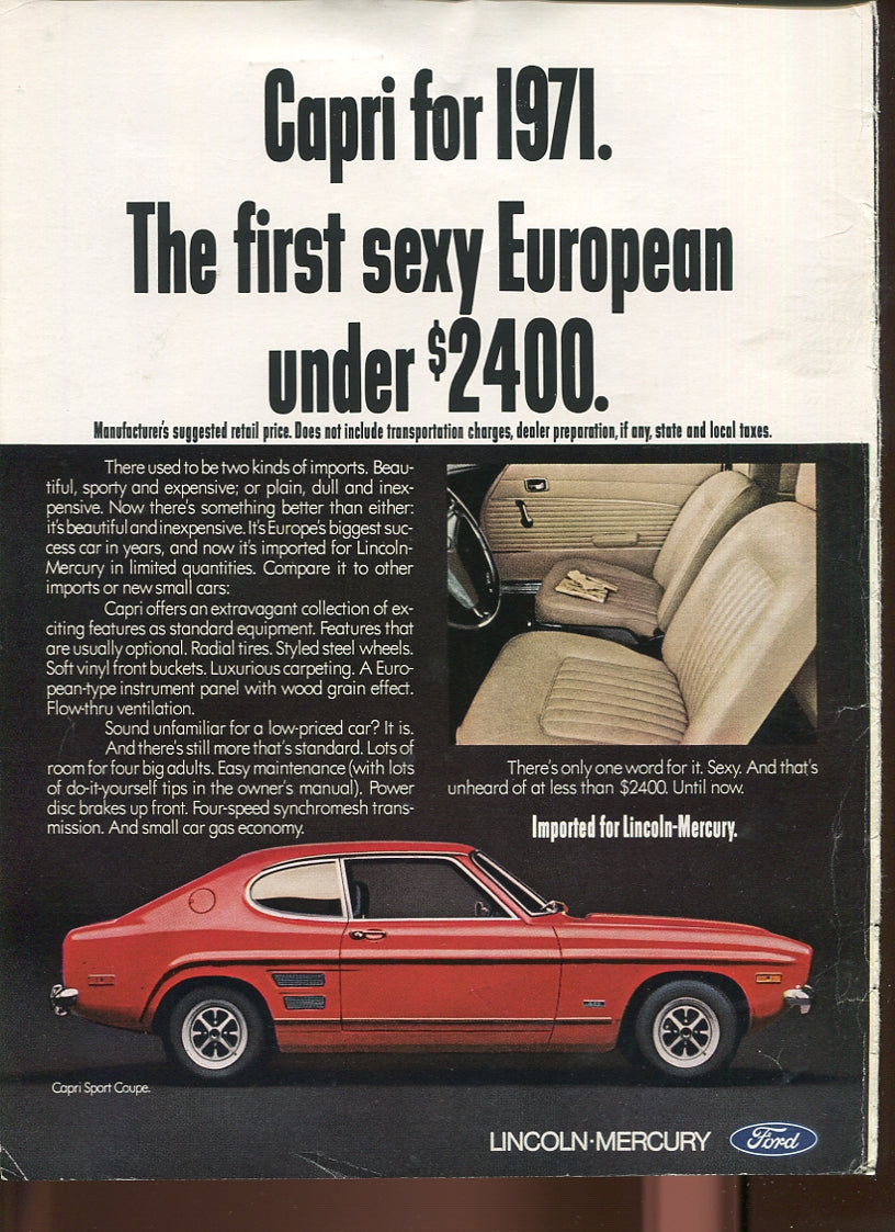 Lincoln & Mercury Vintage Advertising Collection – 60 Original Magazine Ads (1930–1974) – Continental, Capri, Cougar, Montego, Comet & More - Lot #1