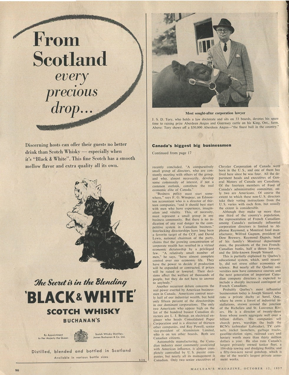 Antique Black & White Blended Scotch Whiskey Advertisements – Set of 10 (1930s–1950s) – Original Vintage Ads