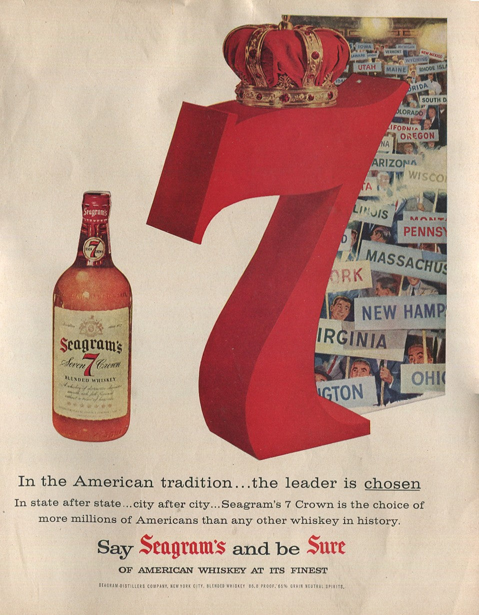 Antique Seagram’s Whiskey Advertisements – 50‑Ad Master Collection (1937–1972) – Canadian, American & Scotch – Historical Lot