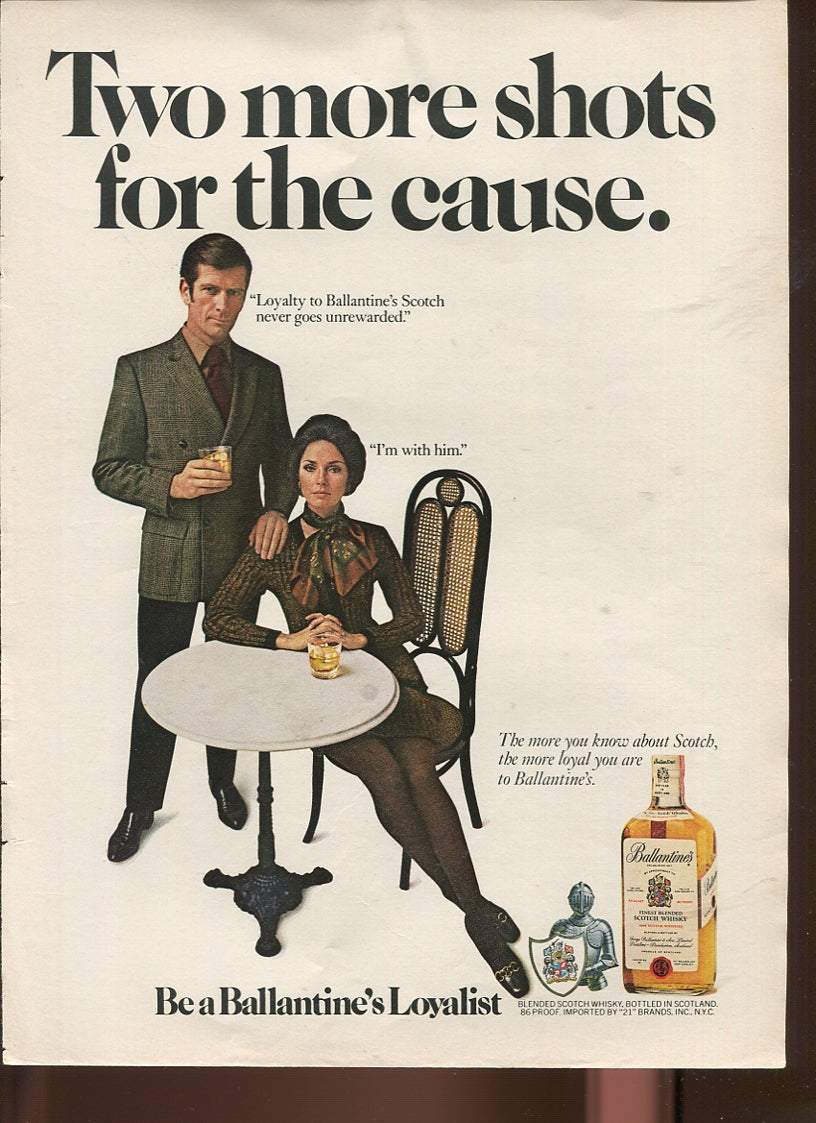 Antique Advertisements – Ballantine’s Scotch Whisky – Set of 10 Original Ads – 1950s–1970s – Lot #1