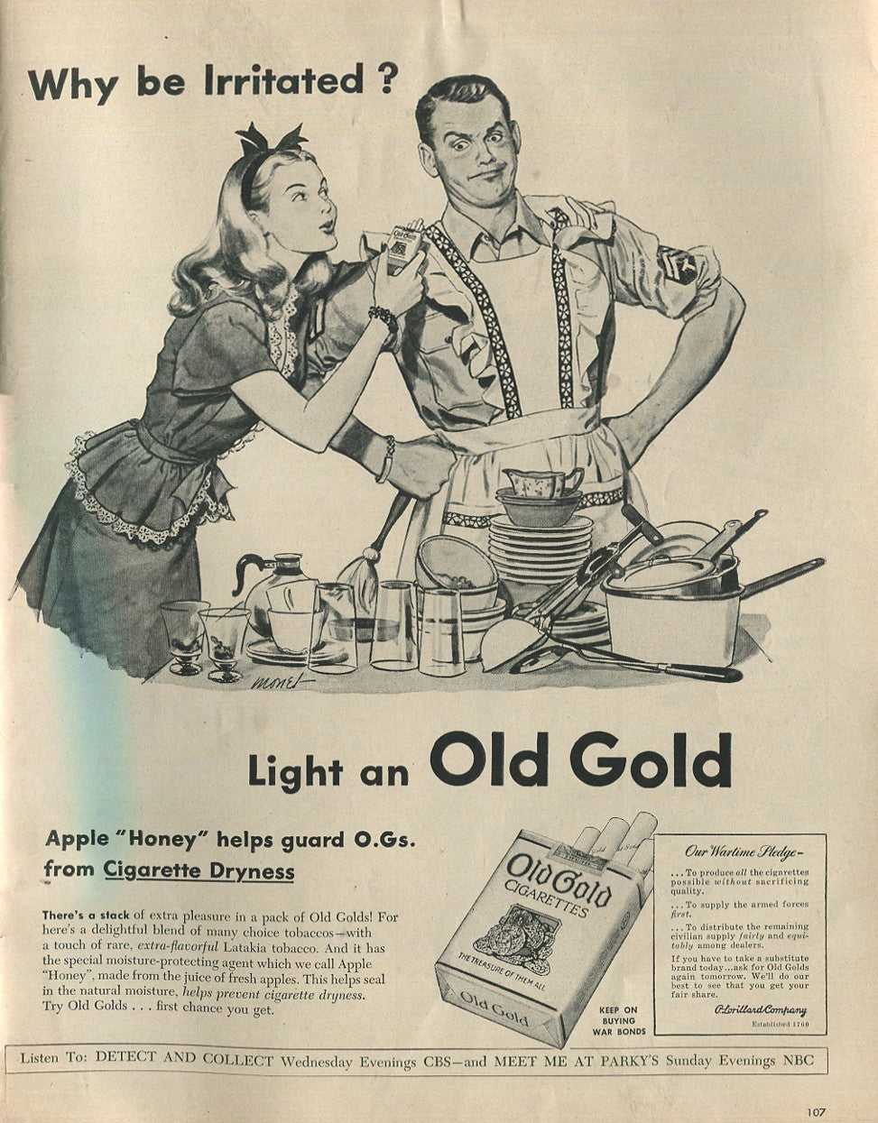 Antique Old Gold Cigarette Advertisements – 10 Original Magazine Ads (1940s–1970s) – Lot #1