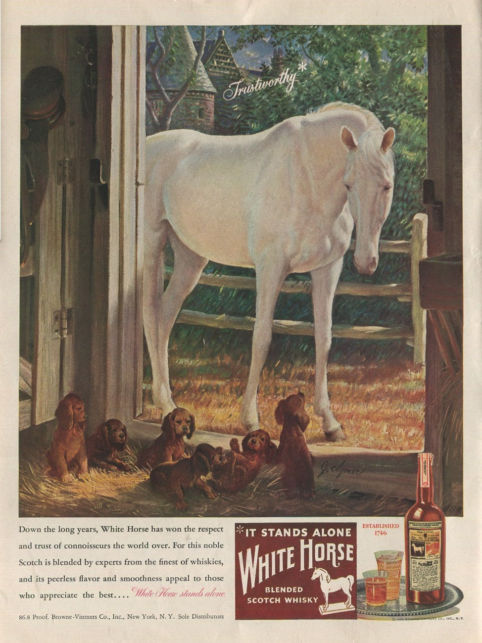 Antique White Horse Whisky Advertisements – Complete 10‑Ad Family Collection (1940s–1970s) – Set #2