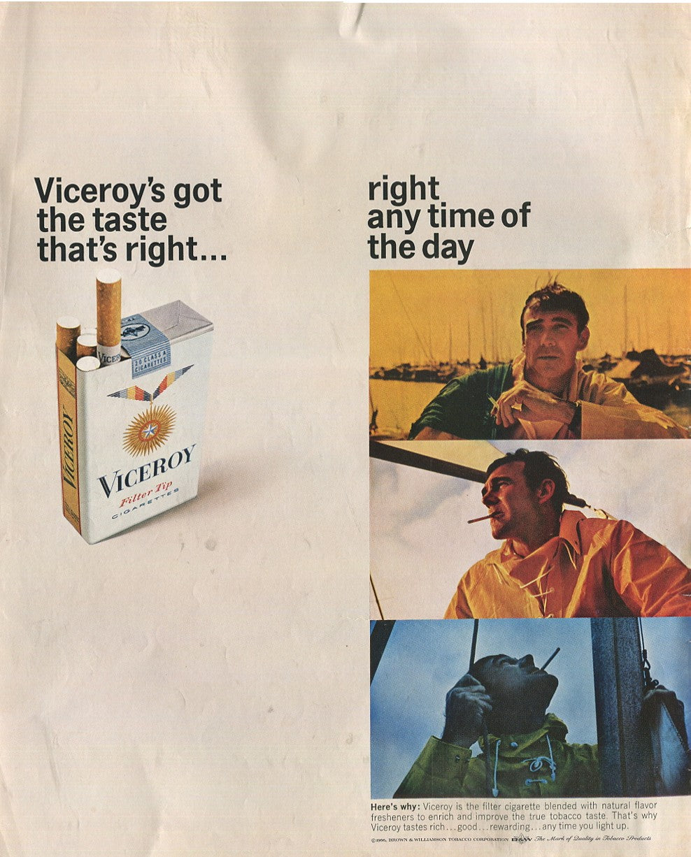 Viceroy Cigarette Vintage Ad Collection – 10 Original 1960s–1970s Prints – Lot #1