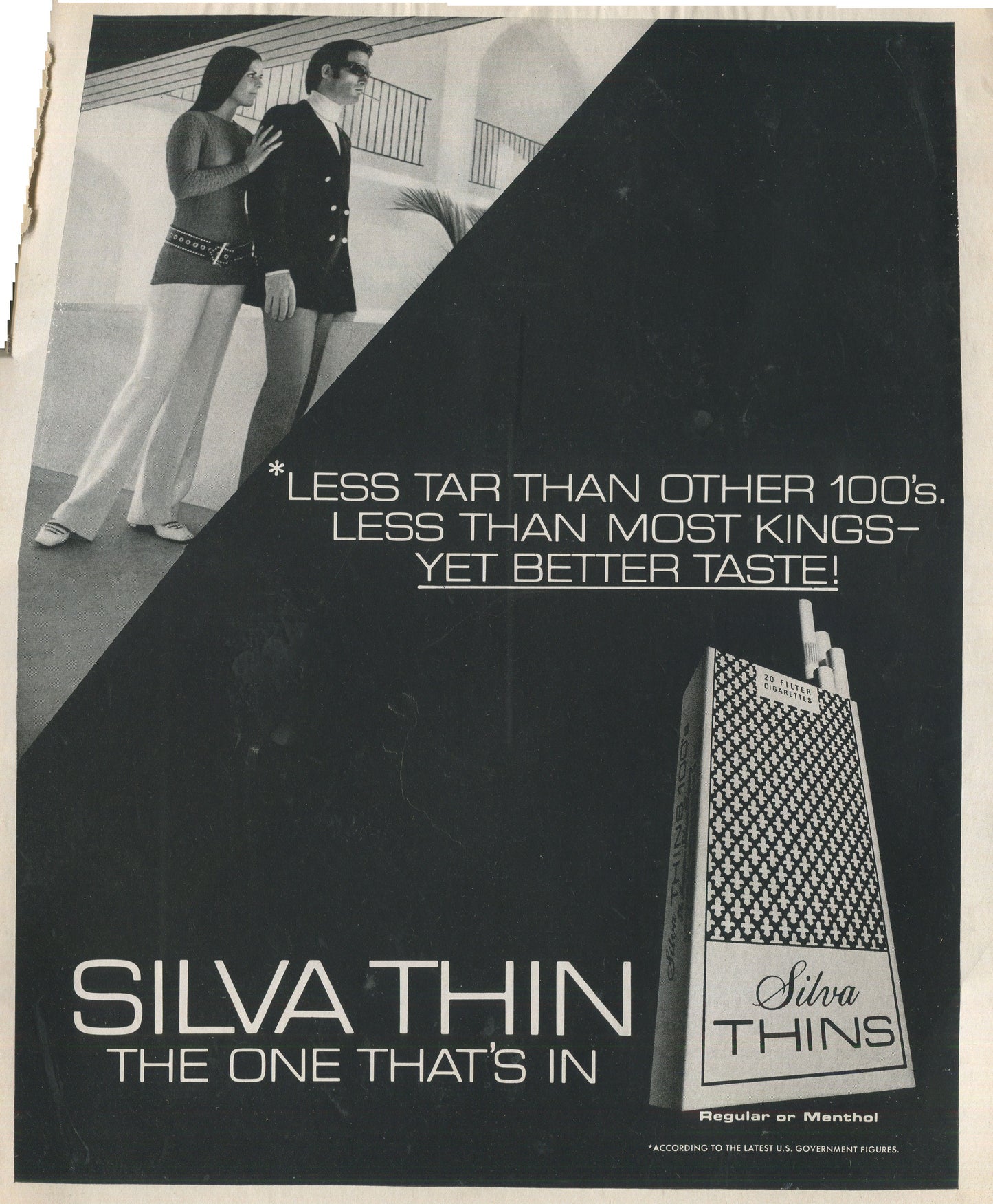 Antique Advertisements – Silva Thins Cigarettes – Set of 10 Original Ads – 1970s – Lot #1