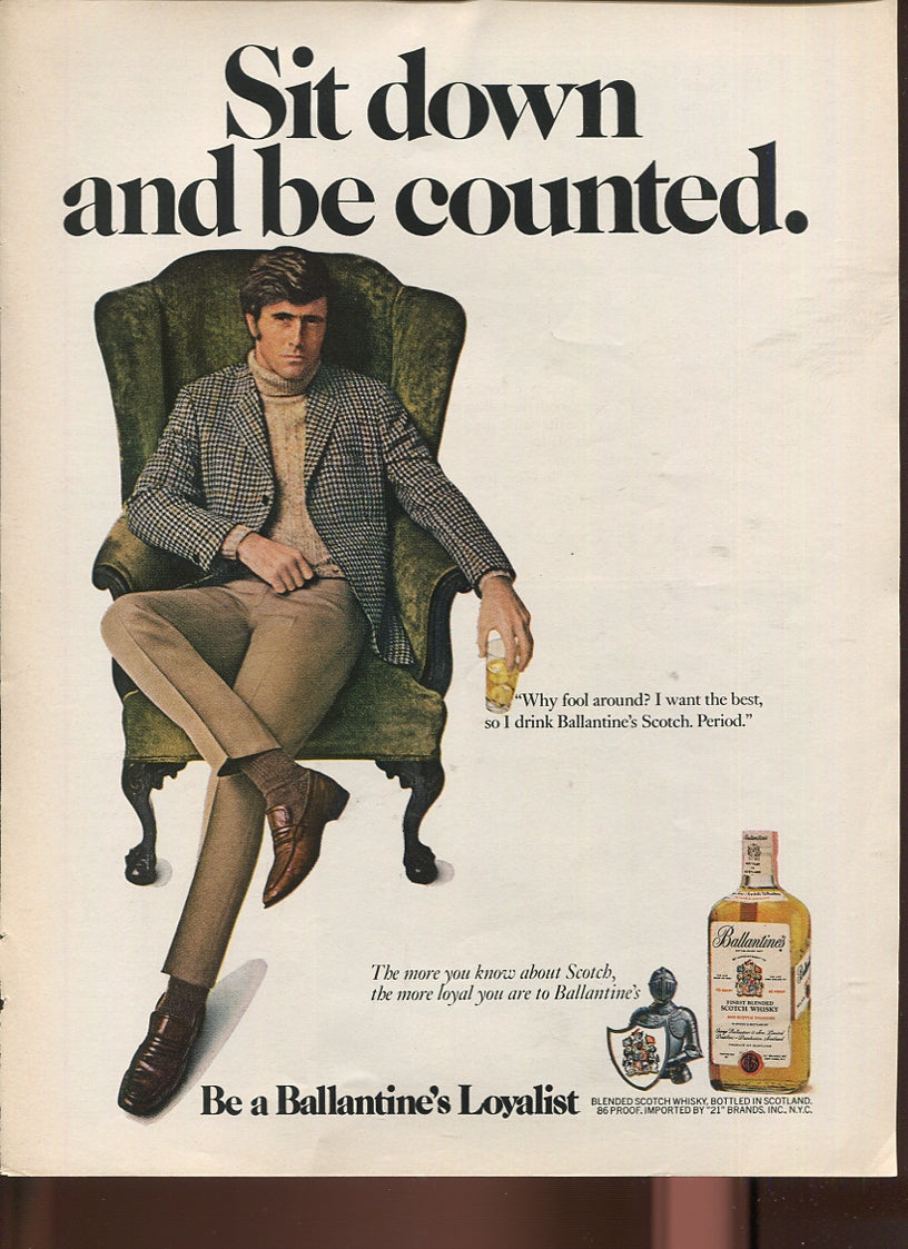 Antique Advertisements – Ballantine’s Scotch Whisky – Set of 10 Original Ads – 1950s–1970s – Lot #1
