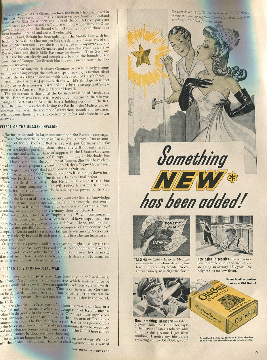 Antique Old Gold Cigarette Advertisements – 10 Original Magazine Ads (1940s–1970s) – Lot #1