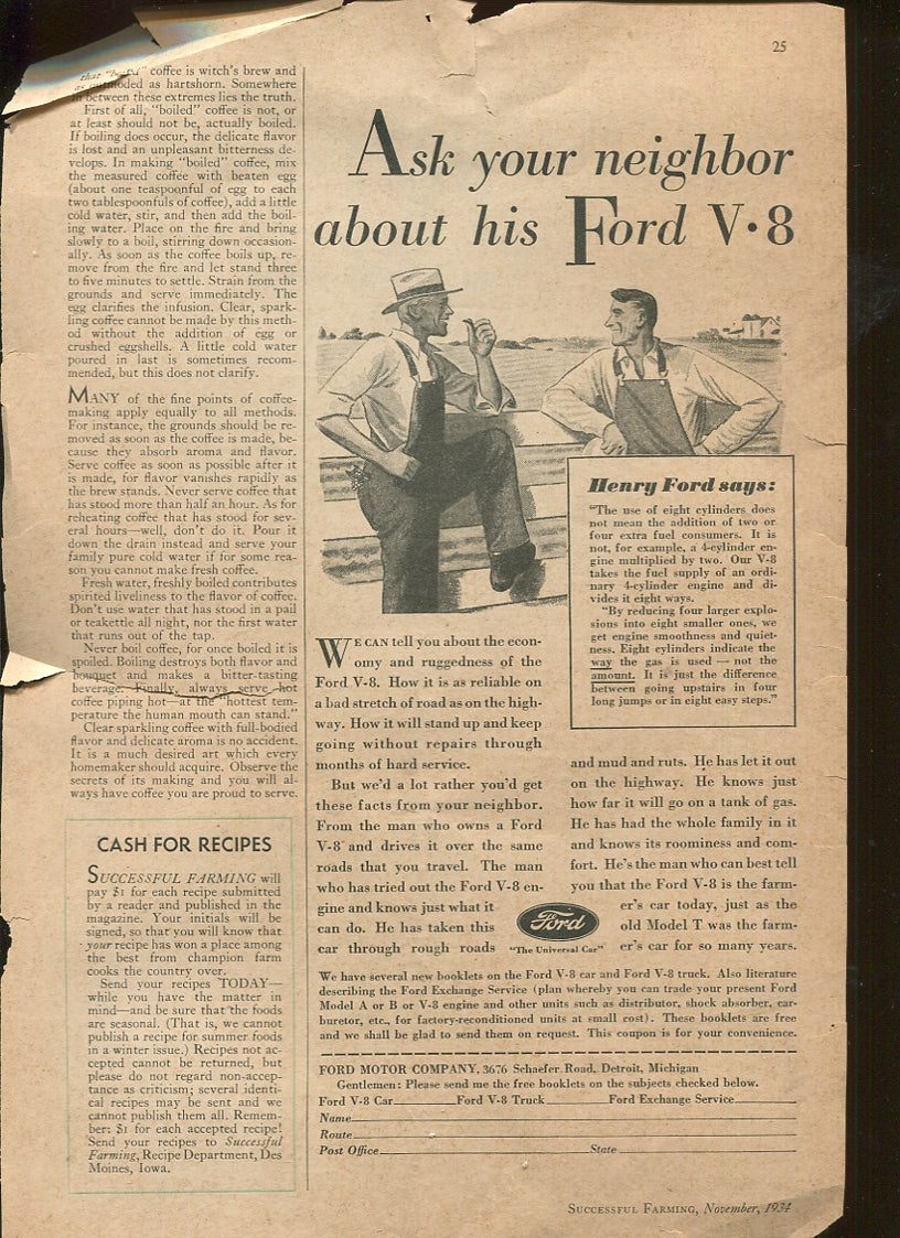 Antique Ford & Mercury Advertisements Collection – 1920s–1980s – 100 Original Vintage Automotive Ads - Lot #1