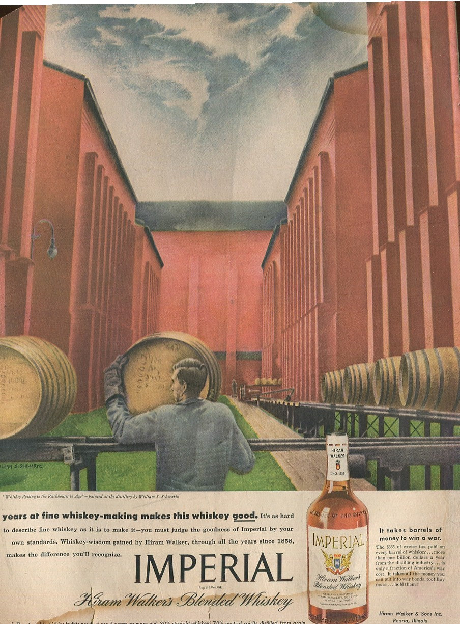 Antique Hiram Walker Whiskey Advertisements – 10‑Piece Vintage Magazine Ad Collection (1930s–1960s) #1
