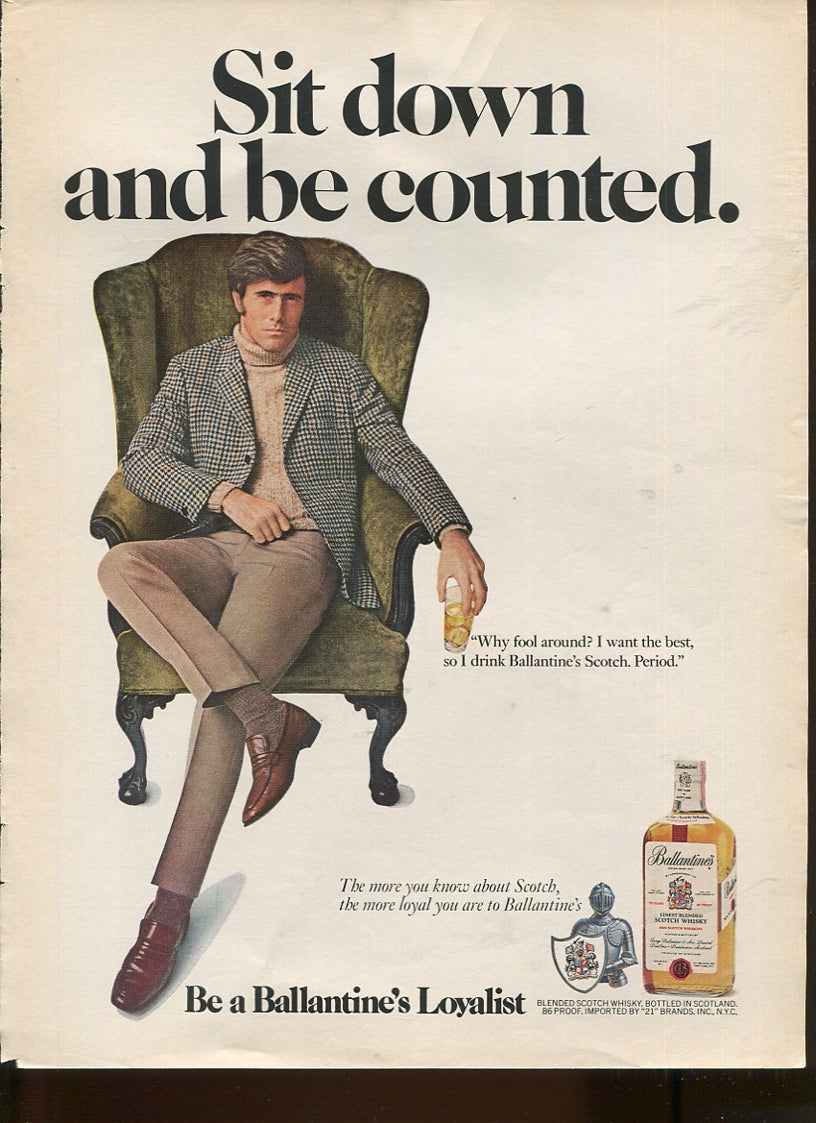 Antique Advertisements – Ballantine’s Scotch Whisky – Set of 10 Original Ads – 1950s–1970s – Lot #1