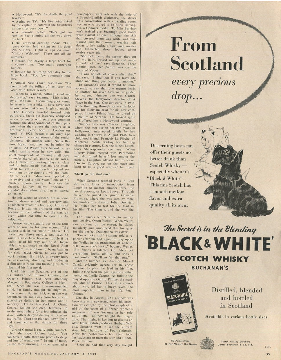 Antique Black & White Blended Scotch Whiskey Advertisements – Set of 10 (1930s–1950s) – Original Vintage Ads