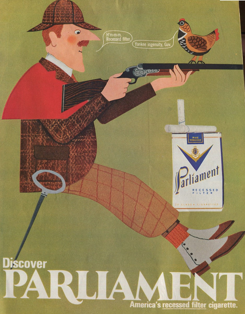 Antique Advertisements – Parliament Cigarette Family of 10 Ads (1960s–1980s) - Lot #1