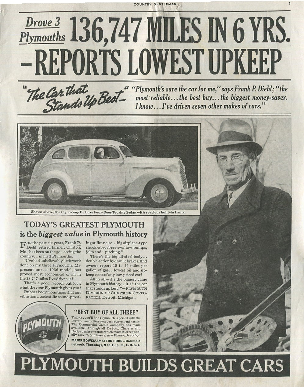 Vintage Plymouth Automobile Print Ads – Collection of 30 Original Magazine Advertisements (1934–1974) - Lot #1