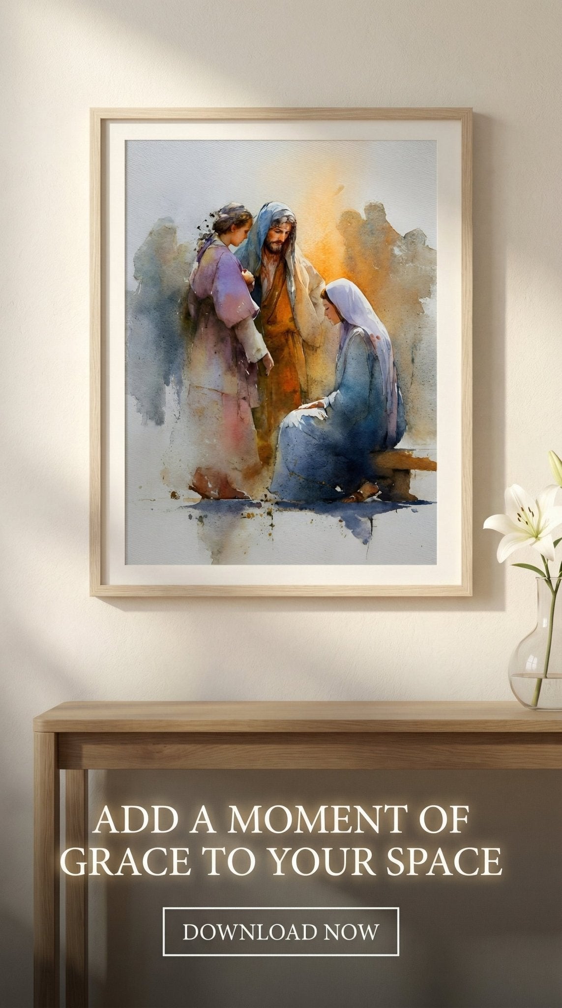 8th Station of the Cross - Jesus Meets the Women of Jerusalem - 8in x 10in Matted to 11in x 14in in Black Mats - Chesapeake Farms LLC - Gourmet Jams/Jellies & Coffee - Original Artworks - Antiques