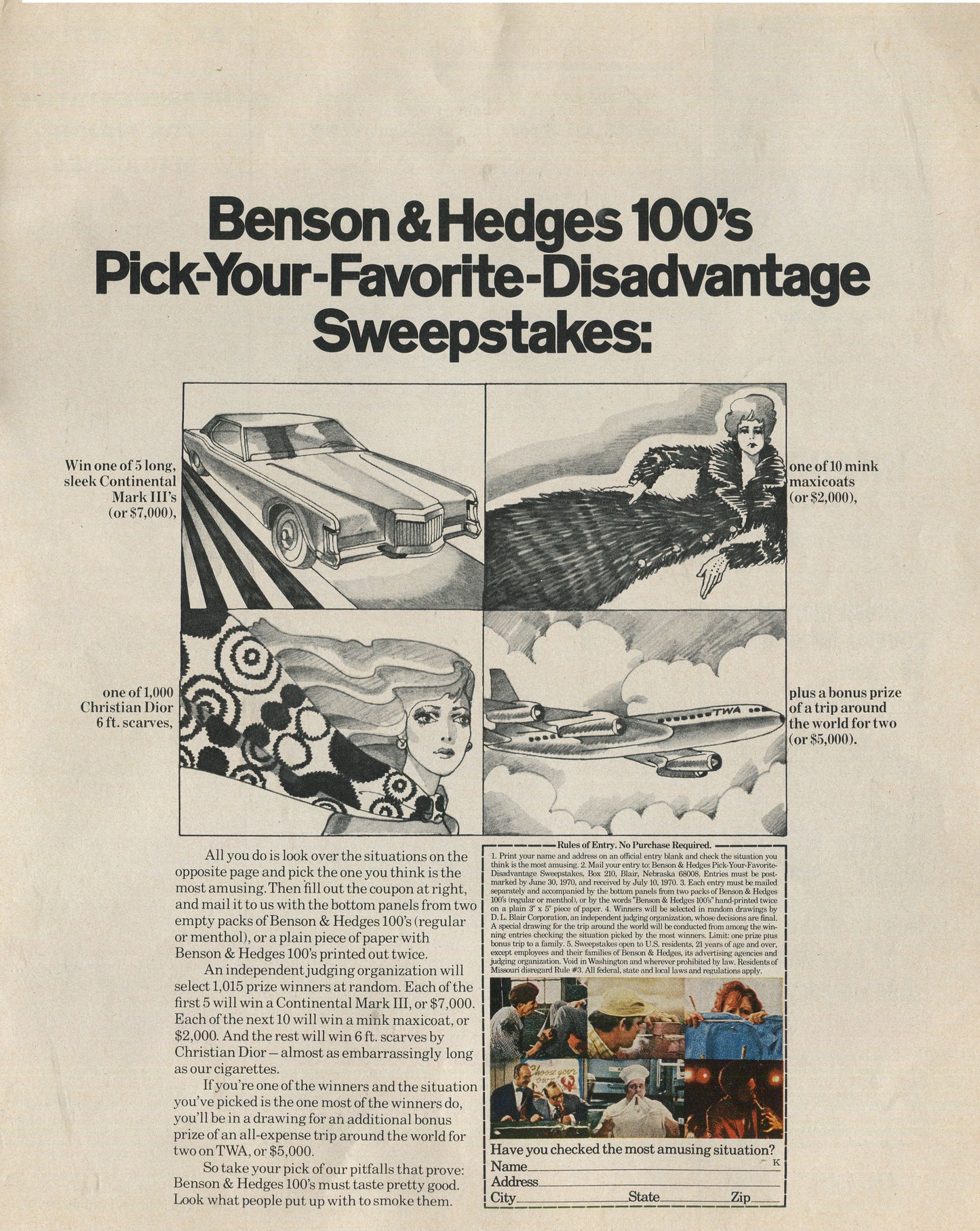 Benson & Hedges Family of Vintage Advertisements – 10 Original Ads (1960s–1980s) - Lot #1