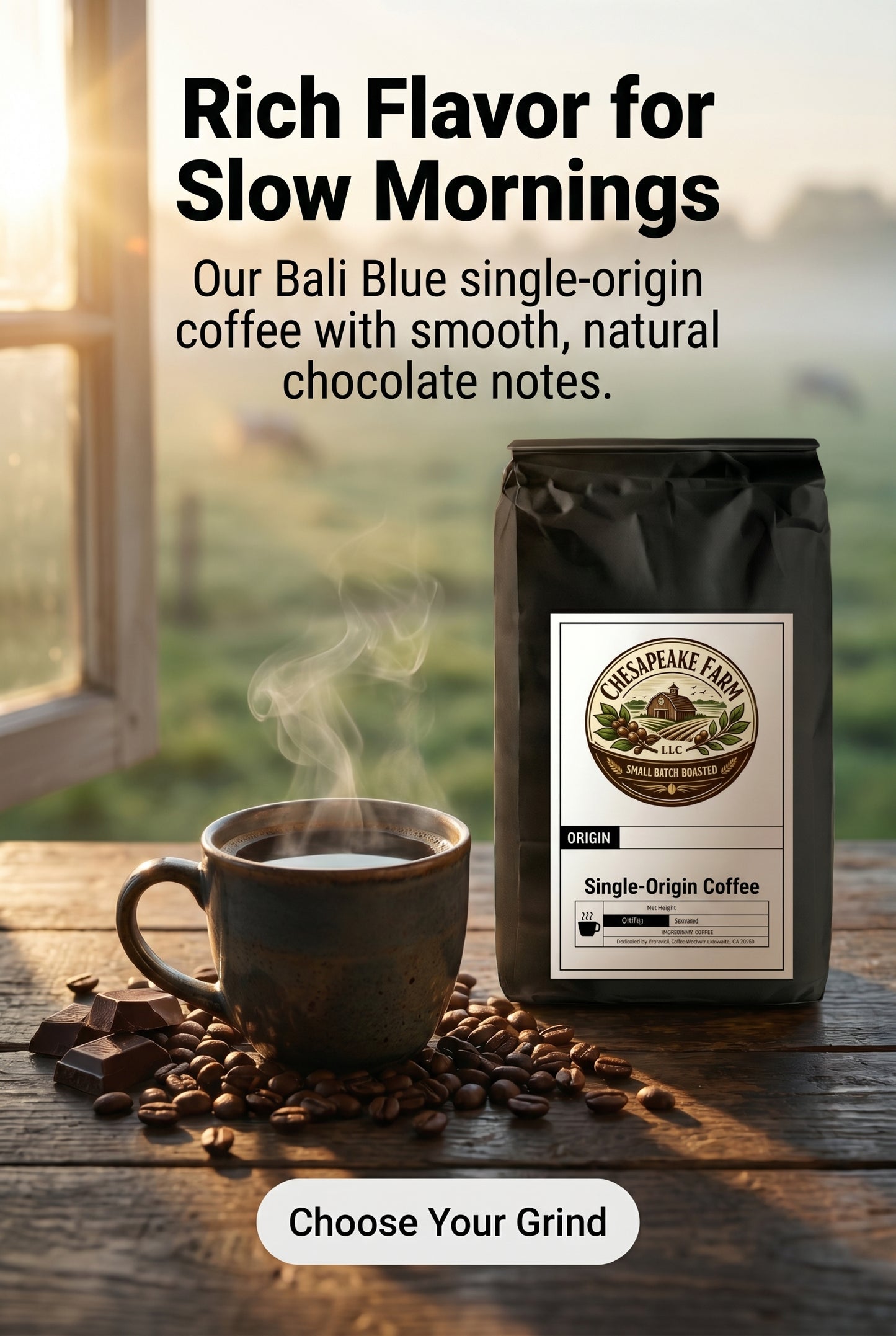 Café de Bali Bleu, pur arabica – Torréfaction campagnarde, notes riches de chocolat