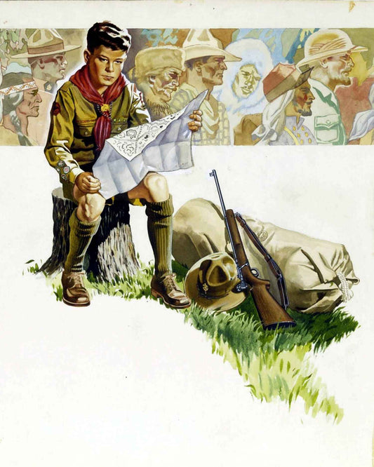 Boy Scout Map - Norman Rockwell Print - Heavy Cardstock - Matte Print