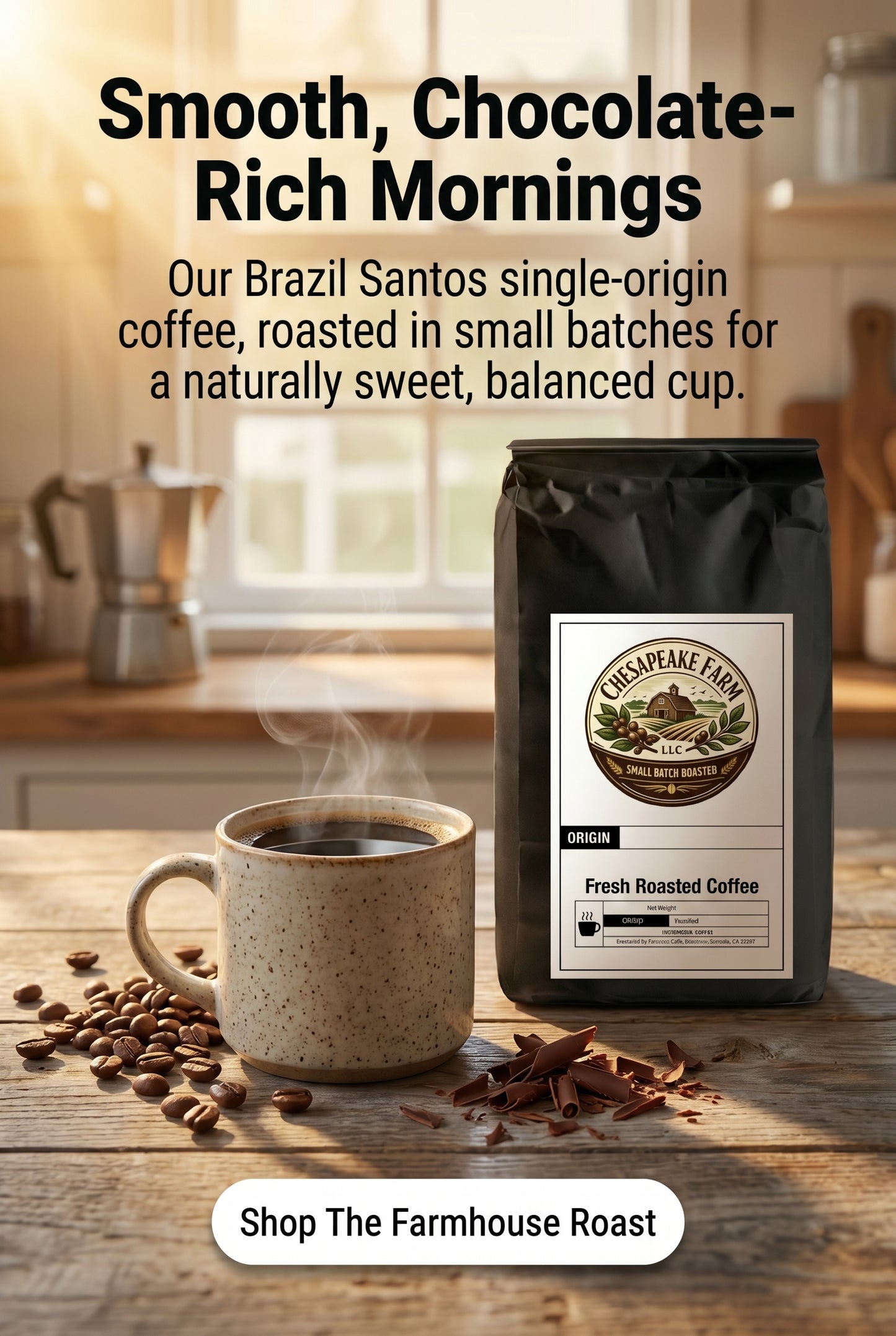 Café de Origen Único Brasil Santos – Tostado Rústico Suave con Notas de Chocolate