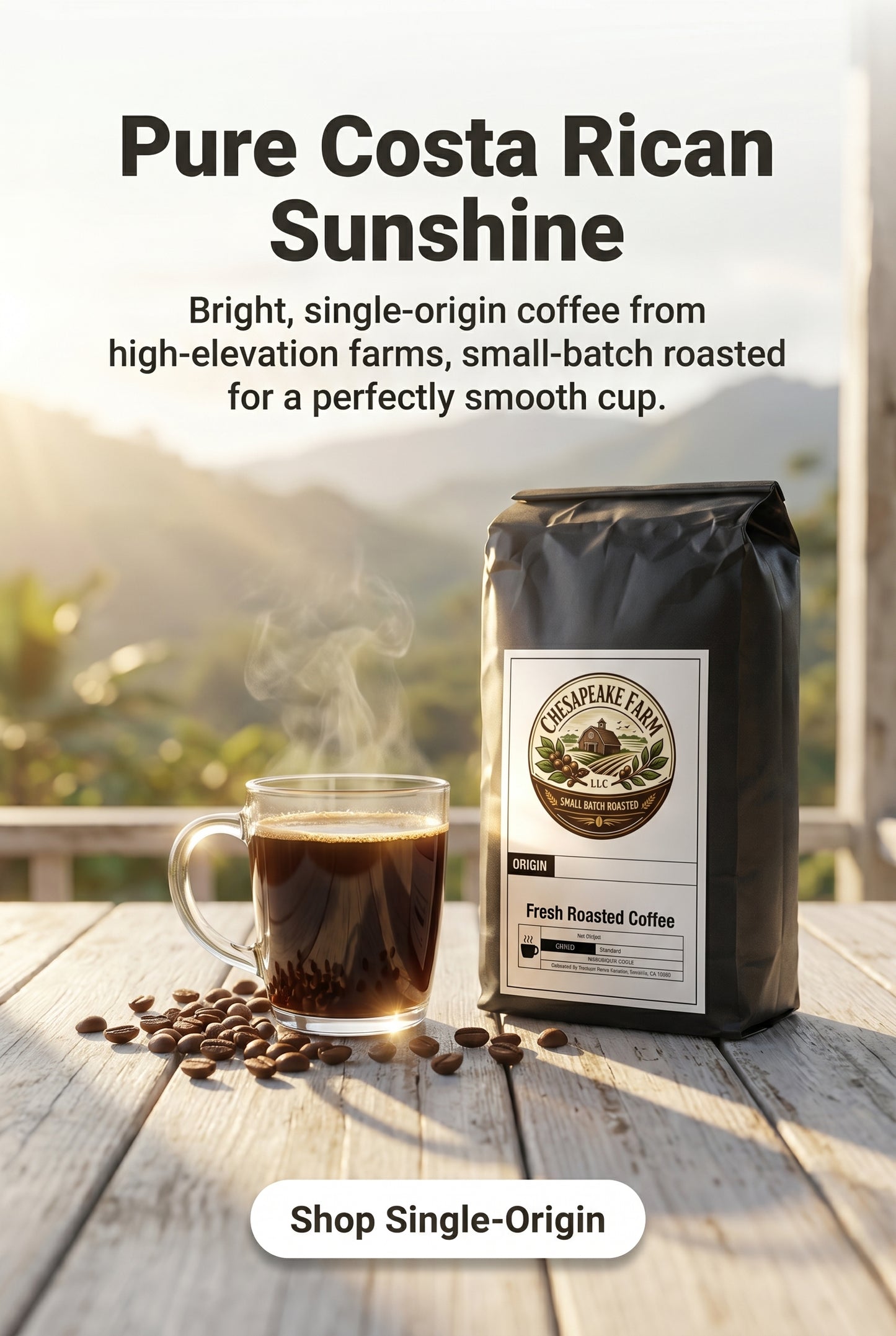Café de Origen Único de Costa Rica – Tostado en Pequeñas Cantidades, Brillante y Suave