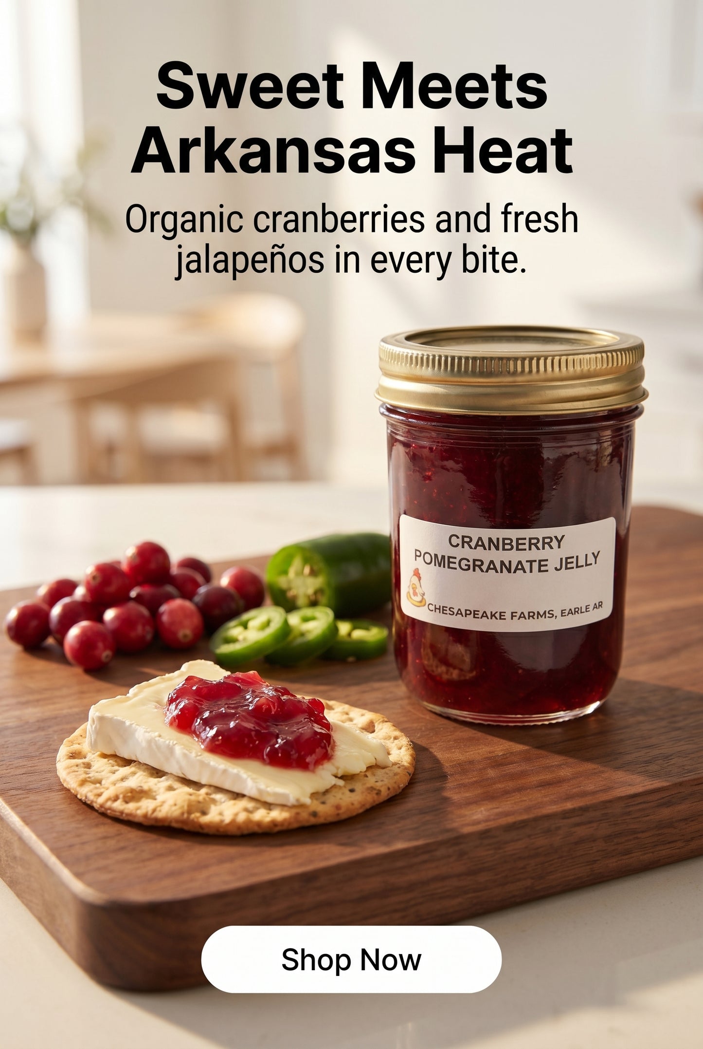 Confiture biologique de canneberges et de jalapeños – Douceur artisanale de l'Arkansas