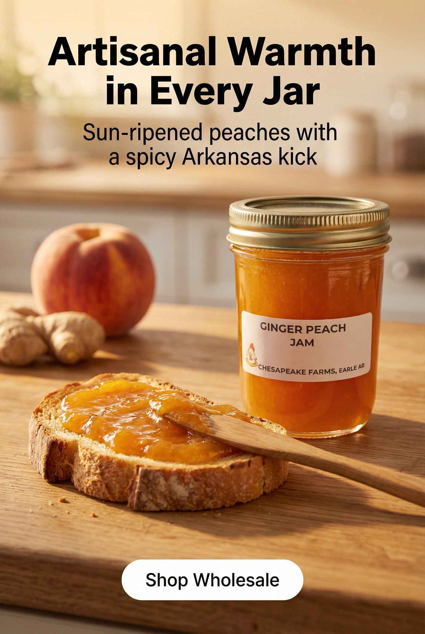 Ginger & Peach Jam – Sweet‑Spiced, Handmade Arkansas Spread