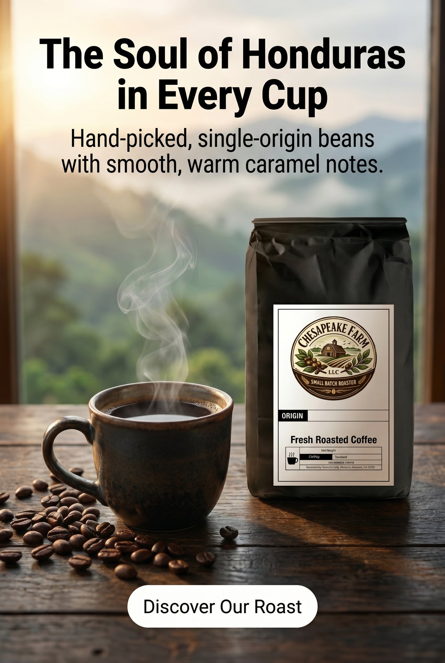 Café de Origen Único de Honduras – Tostado Oscuro Medio, Lotes Pequeños, Granos Recogidos a Mano