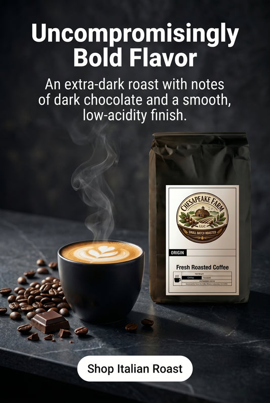 Mezcla de café italiano tostado extra oscuro de granos centroamericanos Sabor intenso con baja acidez que combina bien con la leche