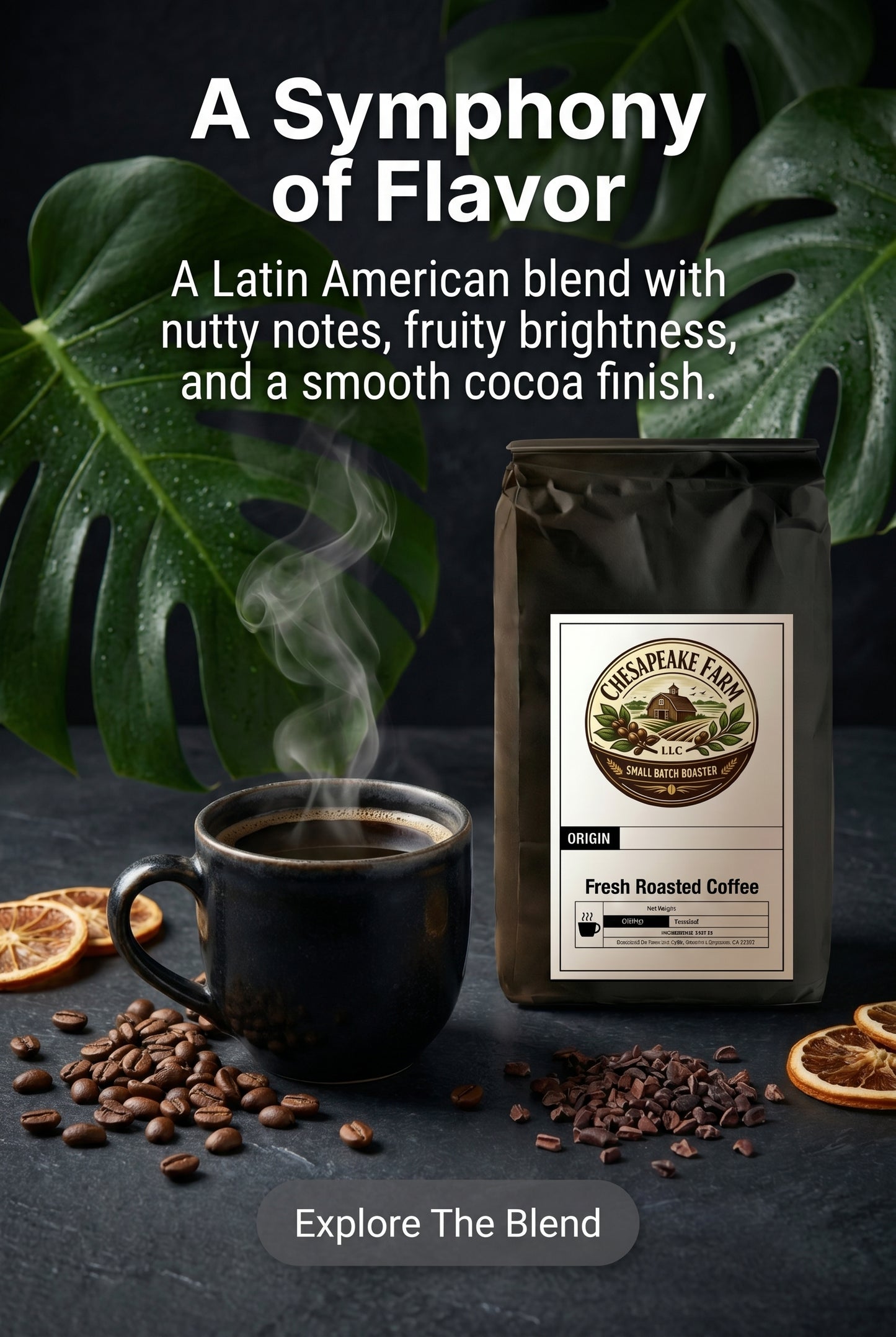 Café Tostado Medio Oscuro Mezcla Latinoamericana Con Notas A Nuez, Brillo Afrutado Y Final A Cacao
