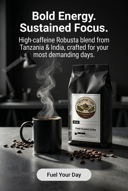 Max Caf Blend Café Robusta de Alta Cafeína de Tanzania e India para Energía Intensa y Enfoque Sostenido