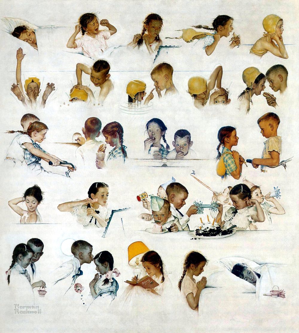 A Day In The Life Of A Little Girt 1952 - Norman Rockwell Print - Heavy Cardstock - Matte Print