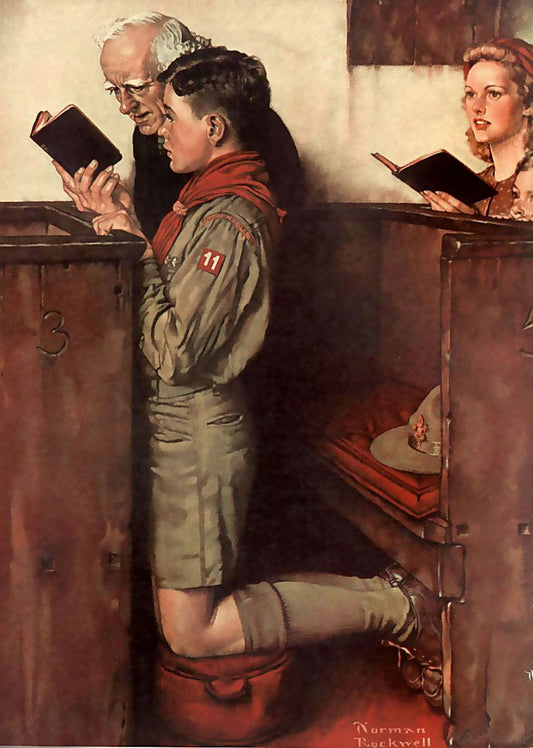 A Scout Is Reverent 1940 - Boy Scouts - Norman Rockwell Print - Heavy Cardstock - Matte Print