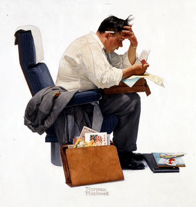 The Airline Traveler 1957 - Norman Rockwell Print - Heavy Cardstock - Matte Print