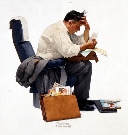 The Airline Traveler 1957 - Norman Rockwell Print - Heavy Cardstock - Matte Print