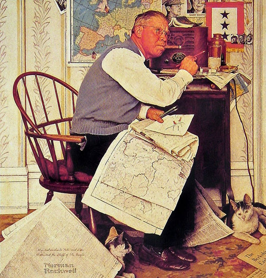 Armchair General 1944 - Norman Rockwell Print - Heavy Cardstock - Matte Print