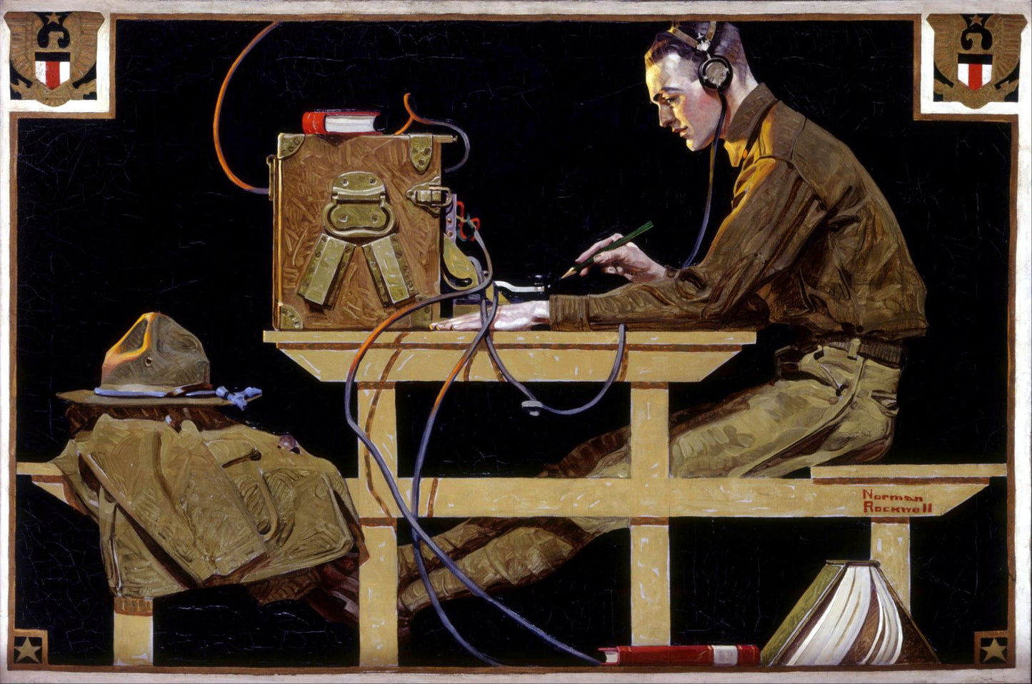 Army Telegrapher 1919 - Norman Rockwell Print - Heavy Cardstock - Matte Print