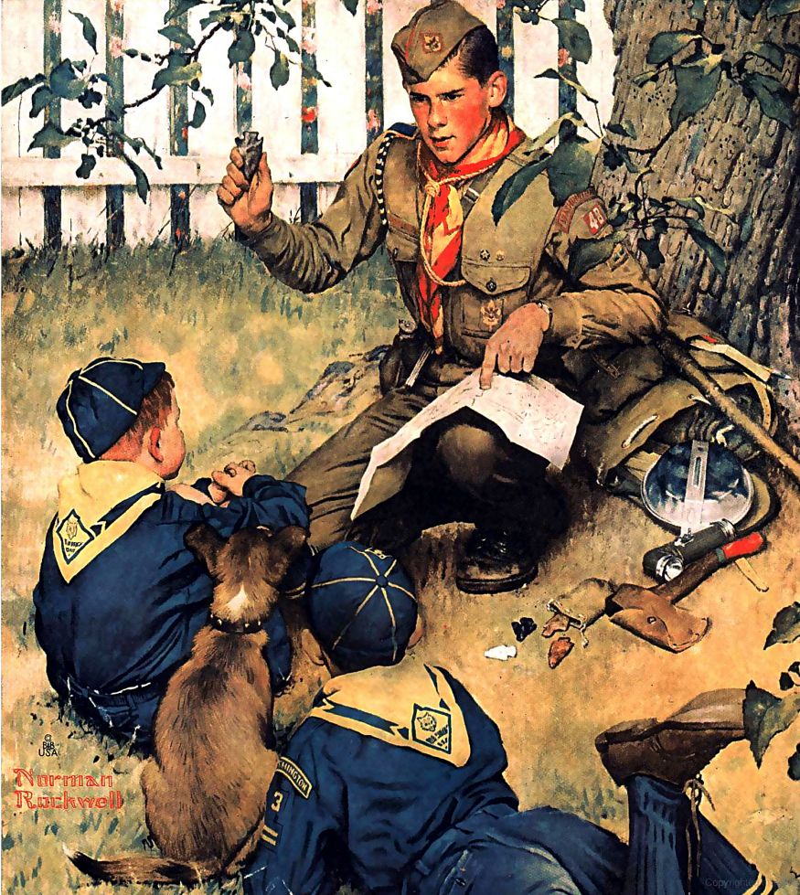 Arrowheads 1952 - Boy Scouts - Norman Rockwell Print - Heavy Cardstock - Matte Print