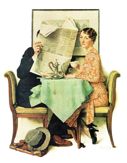 At The Breakfast Table 1930 - Norman Rockwell Print - Heavy Cardstock - Matte Print
