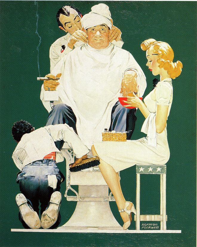 Barbershop Visit 1930 - Norman Rockwell Print - Heavy Cardstock - Matte Print
