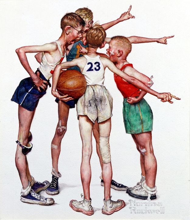Basketball Argument 1949 - Norman Rockwell Print - Heavy Cardstock - Matte Print