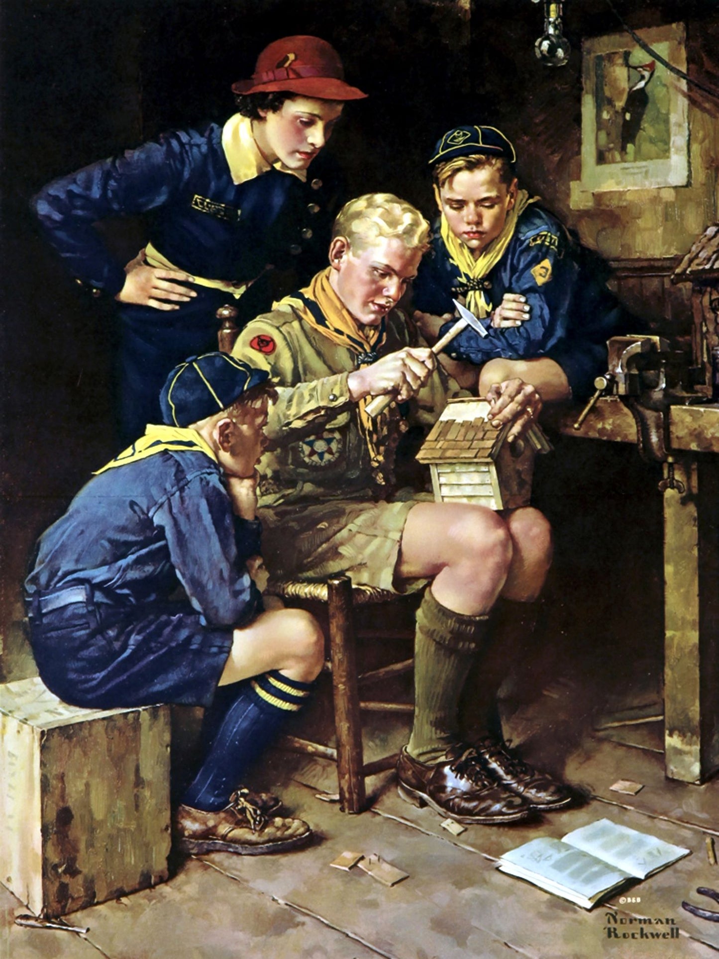 America Builds For Tomorrow 1938 - Boy Scout - Norman Rockwell Print - Heavy Cardstock - Matte Print
