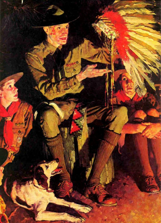 The Campfire Story 1936 - Boy Scout - Norman Rockwell Print - Heavy Cardstock - Matte Print