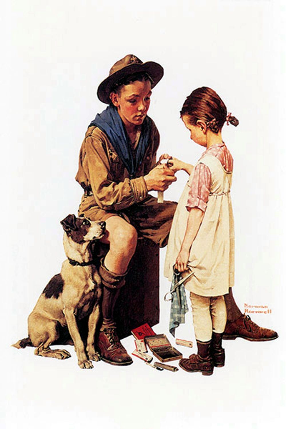 First Aid 1960 - Boy Scout - Norman Rockwell Print - Heavy Cardstock - Matte Print