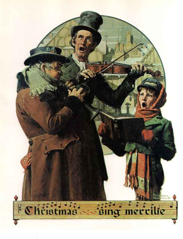 Christmas Trio 1923 - Norman Rockwell Print - Heavy Cardstock - Matte Print